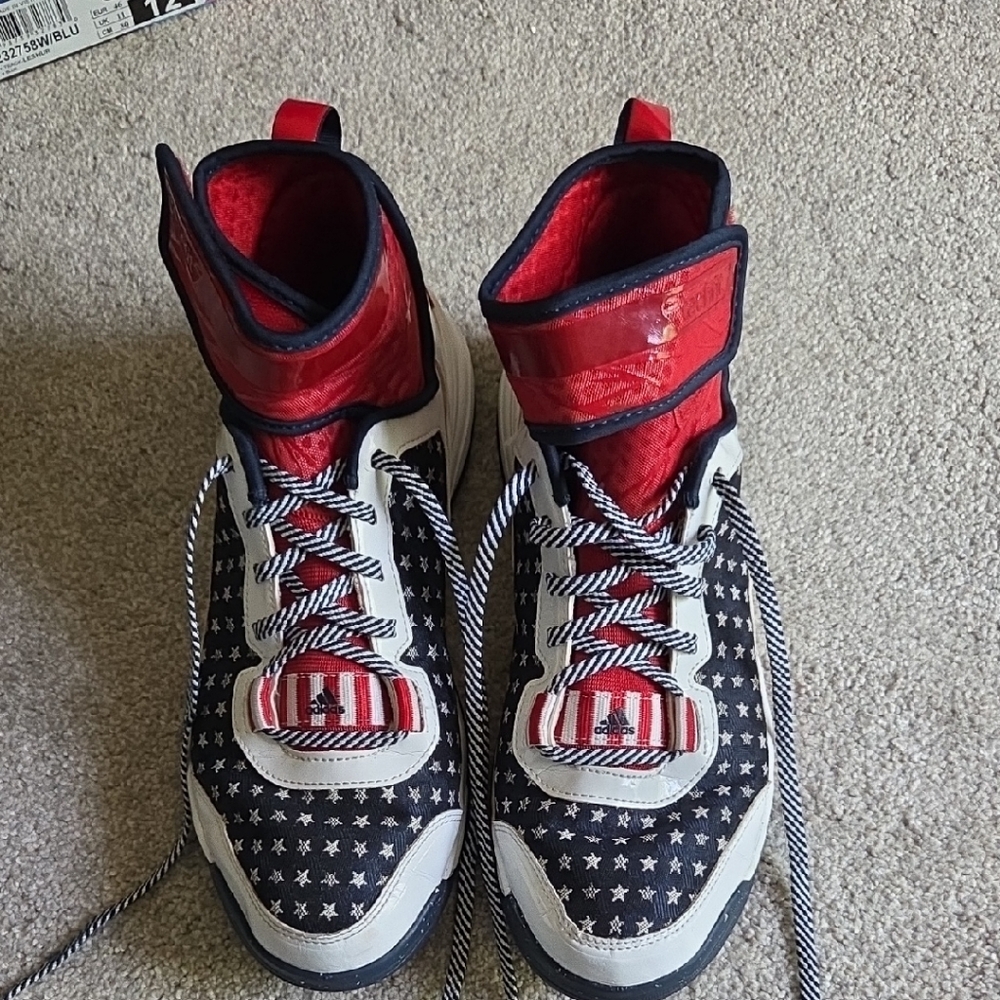 Adidas Men's High-Top Sneakers in Blue, Red & White